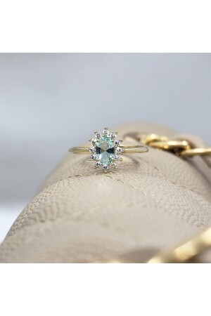 1.05 Karat Green Topaz Taşlı 0.30 Karat Pırlanta(signty)taşlı Vintage Tasarım 925 Ayar Gümüş Yüzük - Fasekgold