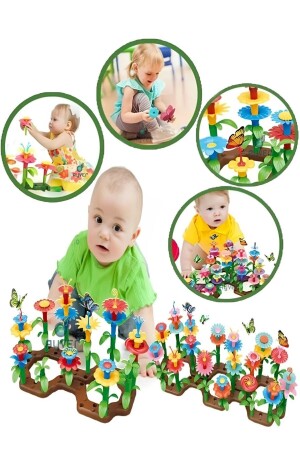 106 Piece Garden Flower Construction Set Educational Toy Building Blocks Puzzle Find & Plug Puzzle - Hyd