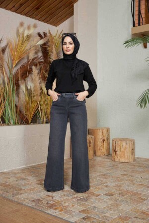 1067- Wide Leg Trousers Dark Gray - Neways
