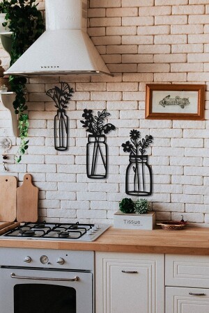 10k Decor Home Kitchen Dekoration 3-teiliges Vasen-Set aus Holz Wanddekorationszubehör - 10Kdekor