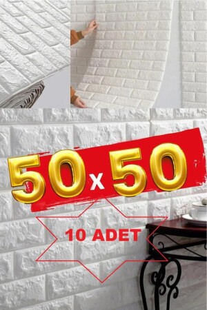 10PCS 50x50 Cm Erasable Self Adhesive Wallpaper Flexible Foam Panel 3d Brick Pattern - Renkli Duvarlar