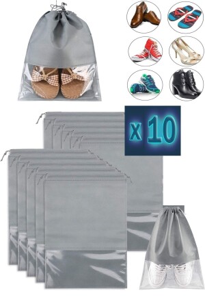 10Pcs Shoe Storage Bag with Window Closet Drawer Luggage Organizer Travel Bag Storage Bag - Helen's Home