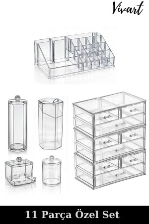 11 Piece Special Set Eleven Makeup Organizer Lipstick Holder Pen Holder Cotton Holder Jewelry Organizer Organizer - Vivart