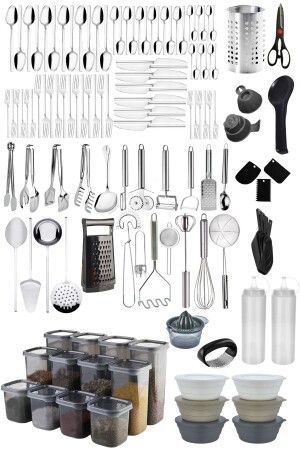 115 Piece Cutlery Set, 12 Person Cutlery Set, 18 Piece Storage Container Set T0904KV27 - Mirilliahome