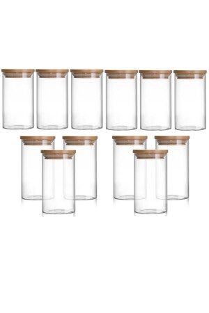 مجموعة من 12 250 مل جرة Borosilicate Glass Storage Container خفافات البامبو غطاء التوابل جرة العقاقير - Karçiçeği Home