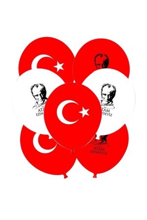 12 Adet Bayrak Balon Türk Bayraklı Ve Atatürk Baskılı Balon 23 Nisan Balon Süslemeleri - Parti Dolabı