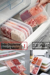 12 Adet Dondurulmuş Mini 4 Bölmeli Öğünlük Et Sebze Saklama Kabı - Kıyma Tavuk Buzluk Organizer BAYEV-ETSAKLAMA12BÖLMELİ4ADET - Bayev