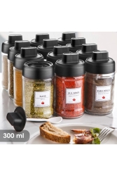 12 Adet Kilitlenebilir Kapağı Kendinden Kaşıklı Baharat Seti 300 Ml Baharatlık Eda12Baharatlik - Genel Markalar