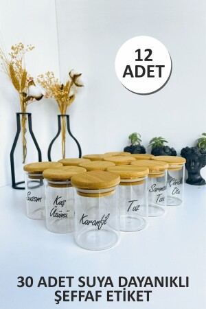 12 Borosilicate Spice Jars with Bamboo Lids 30pcs Water-Resistant Transparent Label-5. 5x8. 5 180ml Szk-bb. page - Sezka Life
