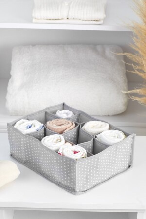 12 Compartment Gray Spotted Drawer Organizer - Serstil