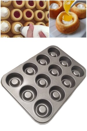 12 Fächer Antihaft-Teflonbeschichtete Stahl-Muffin-Kekstra-Kuchenform PNKYMY - Pinkev