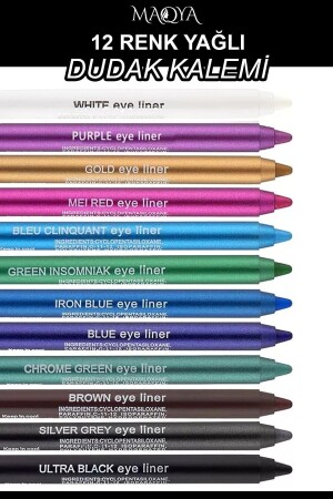 12-Farben-Neon-Eyeliner-Öl-Augenstift-Set - Maqya Cosmetics