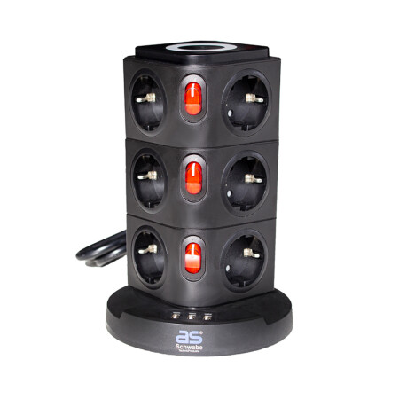12-outlet power strip with wireless charging station AS-SCHWABE - AS-Schwabe