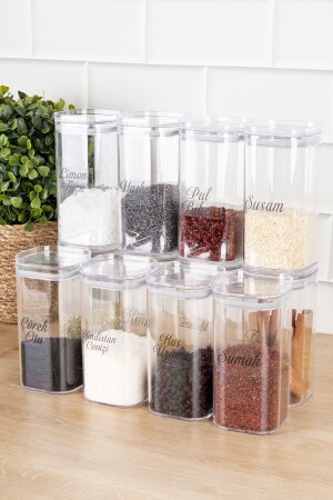 12 Pack 300 Ml Acrylic Spice Jar Storage Container with Vacuum Lid and Jar with Transparent Label Gift TYC00763521821 - DNS HOME