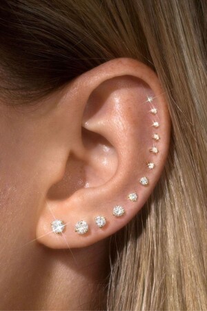 12 Pairs Solitaire Earrings - Crystal Diamond Zirconia