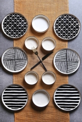 12 Parça 6 Kişilik Stackable Pop Black White Kahvaltı Takımı - Lüx Kahvaltılık Sunum Tabağı Seti TYC00796324288 - Kitchen Life