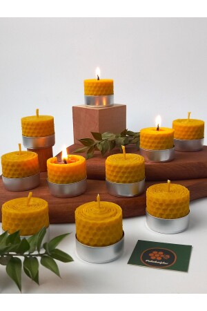(12 PCS) Wrapped Tealight Candle 3-5cm X3cm Natural Honeycomb Beeswax Candle - Petekoğlu
