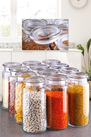 12-Piece Glass Jar with Glass Lid 1. 3 Liters G2740-SET12LIROSSEL - Rossel Premium