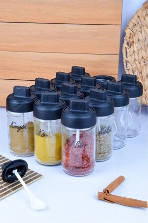 12 Piece Glass Spice Jar Set with Locked Lid and Spoons - (300cc) BHRTLK0012 - ALBAK Life