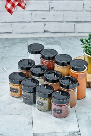 12-Piece Labeled Deep Twist Glass Spice Jar Set 255-350-500 Ml Jar Set TYCDZ7M4EN168727583507005 - FBZhome