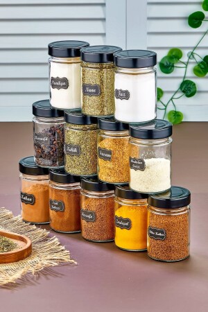 12-Piece Labeled Glass Spice Jar Set 350 Ml Luxury Glass Jar (With Label Gift) FBZ-3500-CM2S1 - FBZhome