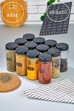 12-Piece Labeled Glass Spice Jar Set 500 Ml Luxury Glass Jar FBZ-500-CM2S - FBZhome