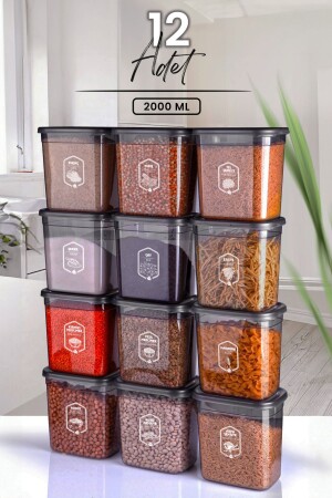 12-Piece Labeled Moly Rectangular Food Storage Container Set 2000ml - 2 Liters with Lid that can be made into multiple sets MCH08495 - Kitchen Life