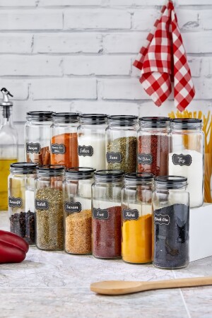 12-Piece Large Glass Jar Storage Container Spice Jar Set Super Set 500 Ml (With Label Gift) FBZ-HOME-3 - FBZhome