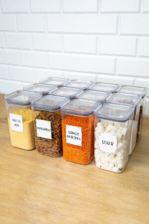 12-Piece Pulses Set with Vacuum Lid Labeled Storage Container Food Set Jar Mica 1200 ml DNS-1200BKLYT12 - DNS HOME