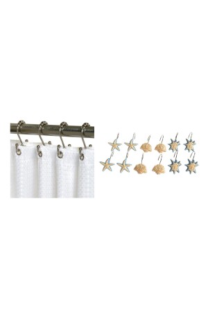 12-Piece Shower Curtain Attachment Ring with Oyster Figure JM-SCH004 - Bosphorus