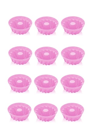 12-Piece Silicone Muffin-Mini Cake Mold Pink - Genel Markalar