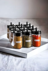 12-Piece Spice Jar Set, Glass Material, With Spoon, Spicy Set with Spoon BHRT-0012 - Milenay