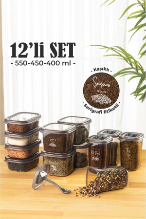 12 Piece Super Set Spice Container Advantageous Package Spice Set 4x(0.40, 0.45, 0.55) with Labeled Spoon B12LISPRSET400450550 - Vienev