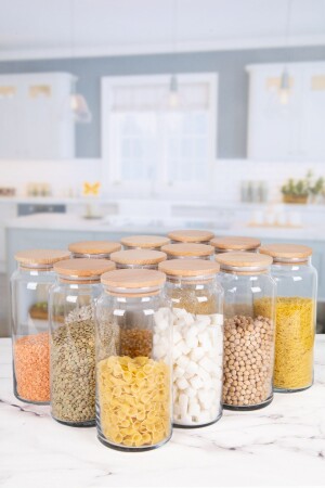 12-Piece Vacuum Glass Jar with Lid Food Container 1400 ml 111 Pieces with Label Gift Vacuum Glass1400 - Lizzy