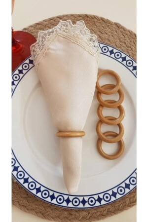 12-Piece Vintage Wooden Napkin Ring Napkin Holder Napkin Ring Gift Dowry Tableware Presentation - Flea Market
