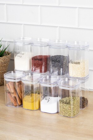 12 Pieces 250 ml Mica Spice Jar Set with Vacuum Lid Storage Container Transparent Labeled Jar Set TYC00776761127 - DNS HOME