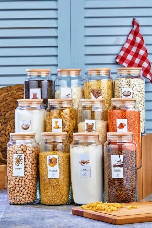 12 Pieces Labeled Glass Jar with Lid Vacuum Storage Container Jumbo Size 1300 Ml fbz2bb23ffd - FBZhome