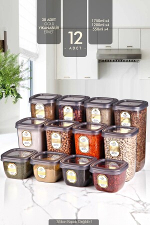 12 Pieces Labeled Square Food Storage Container Set - Kitchen Life