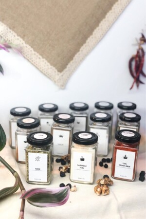 12 Pieces of Spice Jar with Metal Lid and 40 Pieces of Spice Labels Set -160ml Szkmn09 - Sezka Life