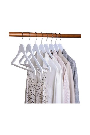 12 Pieces of Wooden Look Plastic A Quality Hanger, Clothes and Clothes Hanger White woodgrnmbyz12 - Askıcı