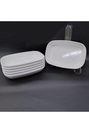 12 Pieces White Melamine Boat Plate 17x12cm Medium Size Salad Plate Daily Use es-2021--11--03--16 - İstoç Türk