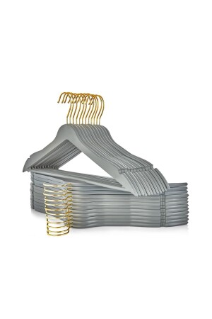 12 Pieces Wooden Look Hanger Anthracite Clothes Clothes Hanger Shirt Hanger Trouser Hanger BTHN122KG - İstoç AVM