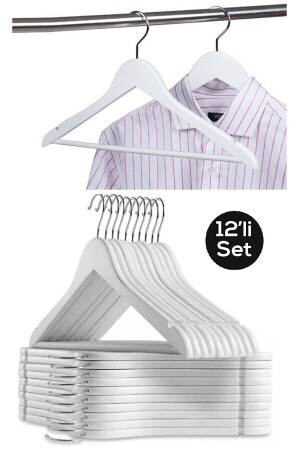 12 Pieces - Wooden Look Plastic A Quality Hanger - Clothes and Clothes Hanger 135 gr - Esti