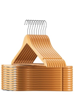 12 Stück Holz-Kleiderbügel, Holz-Kleiderbügel, Holz-Kleiderbügel, Schrank-Organizer, polierter Holz-Kleiderbügel - Robeve