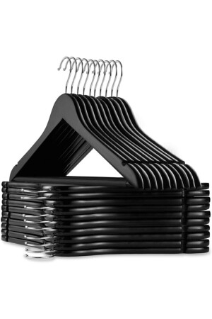 12 Stück Kunststoff-Kleiderbügel in Holzoptik, 44–5 cm, Schwarz - Go Home