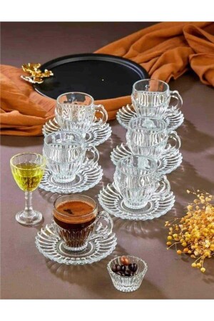 12-teilig für 6 Personen. Luxuriöses Kaffeetassen-Set aus Glas, Kaffeetasse mit Henkel, Glastasse für Tee und Kaffee, 200 ml - Diba Avm