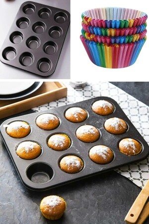 12-teilige Edelstahl-Antihaft-Teflon-Muffinform, Cupcake-Kapsel, Cupcake-Papier, Geschenk LGY-00511 - LaGabya
