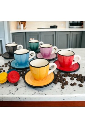 12-teiliges buntes Kaffeetassen-Set für 6 Personen Fnc55 - DURU HOME