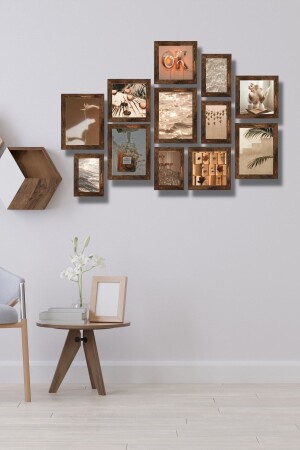 12-teiliges Holzgemälde-Set – Ok-oh MDF-Wanddekoration für Wohnzimmer, Schlafzimmer, 75 x 55 cm - Nt Handmade