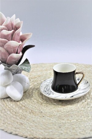 12-teiliges Kaffeetassen-Set aus schwarzem Porzellan G2641 8697635563158 - Genel Markalar